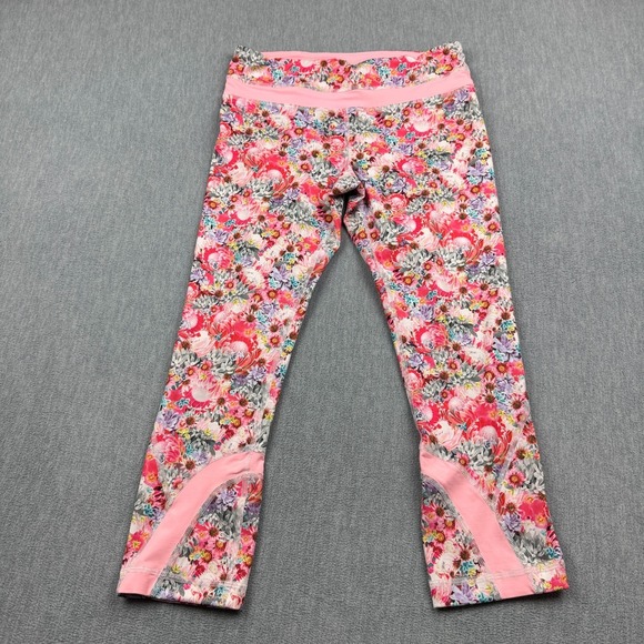 lululemon athletica Pants - Lululemon Womens Leggings 6 Pink Flowabunga Mini Crop II Run Inspire 22"‎ Yoga